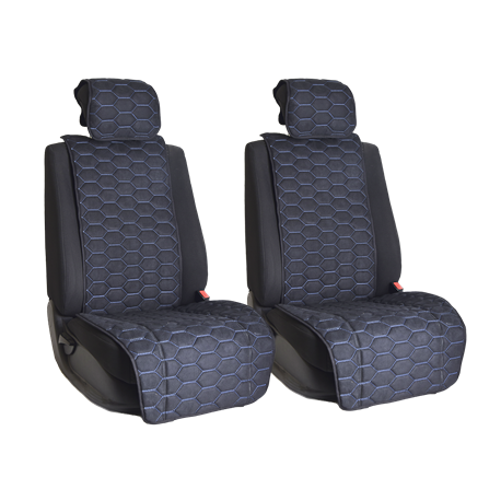 Комплект накидок на передние сиденья из алькантары Black с Blue отстрочкой (инфинити)