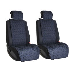 Комплект накидок на передние сиденья из алькантары Black с Blue отстрочкой (пики)