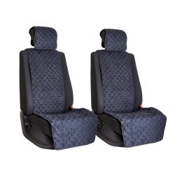 Комплект накидок на передние сиденья из алькантары Black с Blue отстрочкой (квадрат)
