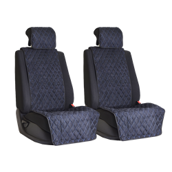 Комплект накидок на передние сиденья из алькантары Black с Blue отстрочкой (ромб)