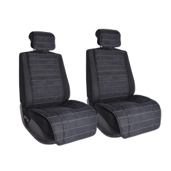 Комплект накидок на передние сиденья из алькантары Black с Beige отстрочкой (полоса)