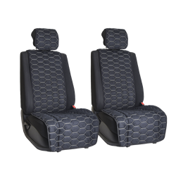 Комплект накидок на передние сиденья из алькантары Black с Beige отстрочкой (соты)