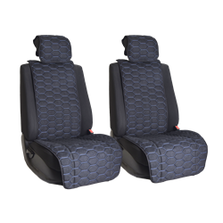 Комплект накидок на передние сиденья из алькантары Black с Blue отстрочкой (соты)