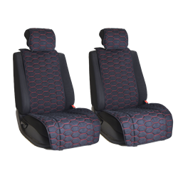 Комплект накидок на передние сиденья из алькантары Black с Red отстрочкой (соты)