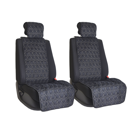 Комплект накидок на передние сиденья из алькантары Black с Beige отстрочкой (пики)