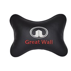 Подушка на подголовник экокожа Black GREAT WALL