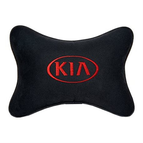 Подушка на подголовник алькантара Black (красная) KIA
