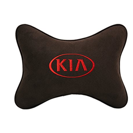 Подушка на подголовник алькантара Coffee (красная) KIA