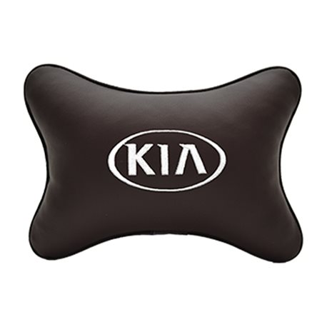 Подушка на подголовник экокожа Coffee (белая) KIA
