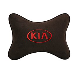 Подушка на подголовник экокожа Coffee (красная) KIA