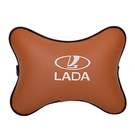 Подушка на подголовник экокожа Fox (белая) LADA