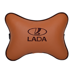 Подушка на подголовник экокожа Fox (коричневый) LADA