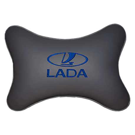 Подушка на подголовник экокожа L.Grey (синяя) LADA