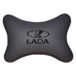 Подушка на подголовник экокожа L.Grey (черная) LADA