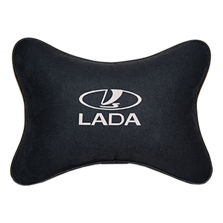 Подушка на подголовник алькантара Black (белая) LADA