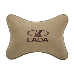 Подушка на подголовник алькантара Beige (коричневая) LADA
