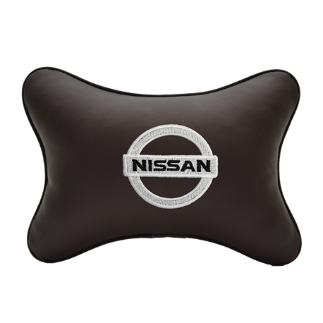 Подушка на подголовник экокожа Coffee NISSAN