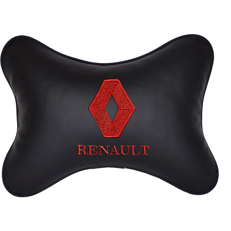 Подушка на подголовник экокожа Black (красная) RENAULT