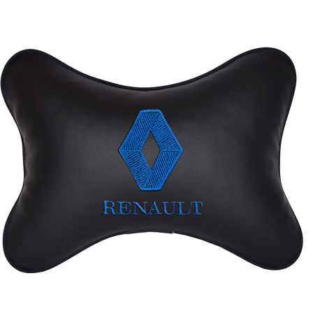 Подушка на подголовник экокожа Black (синяя) RENAULT