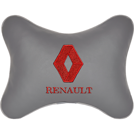 Подушка на подголовник экокожа L.Grey (красная) RENAULT