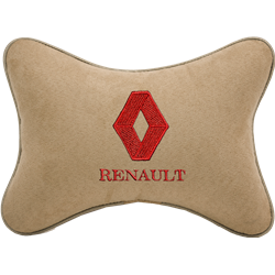 Подушка на подголовник алькантара Beige (красная) RENAULT