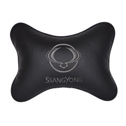Подушка на подголовник экокожа Black SSANG YONG