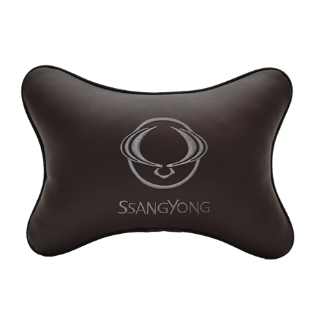 Подушка на подголовник экокожа Coffee SSANG YONG