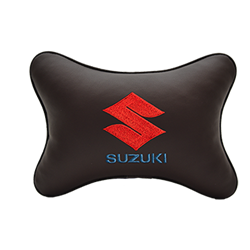 Подушка на подголовник экокожа Coffee SUZUKI