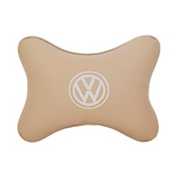 Подушка на подголовник экокожа Beige (белая) VW