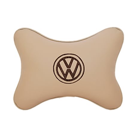 Подушка на подголовник экокожа Beige (коричневая) VW