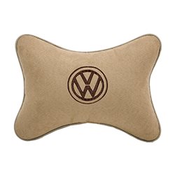 Подушка на подголовник алькантара Beige (коричневая) VW