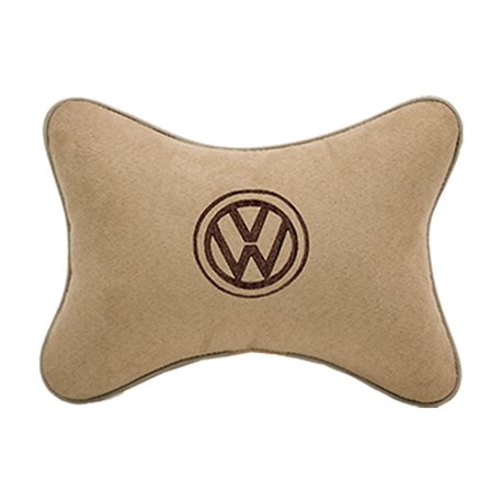 Подушка на подголовник алькантара Beige (коричневая) VW