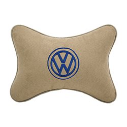 Подушка на подголовник алькантара Beige (синяя) VW