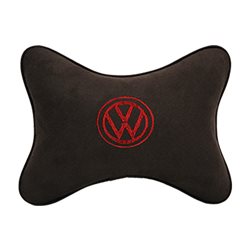 Подушка на подголовник алькантара Coffee (красная) VW