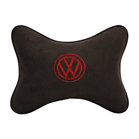 Подушка на подголовник алькантара Coffee (красная) VW