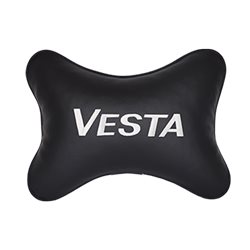 Подушка на подголовник экокожа Black c логотипом автомобиля LADA Vesta