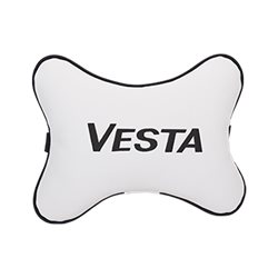 Подушка на подголовник экокожа Milk c логотипом автомобиля LADA Vesta