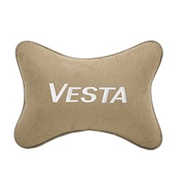 Подушка на подголовник алькантара Beige c логотипом автомобиля LADA Vesta