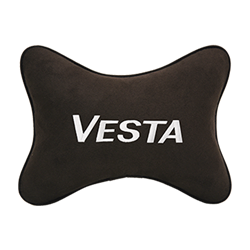 Подушка на подголовник алькантара Coffee c логотипом автомобиля LADA Vesta