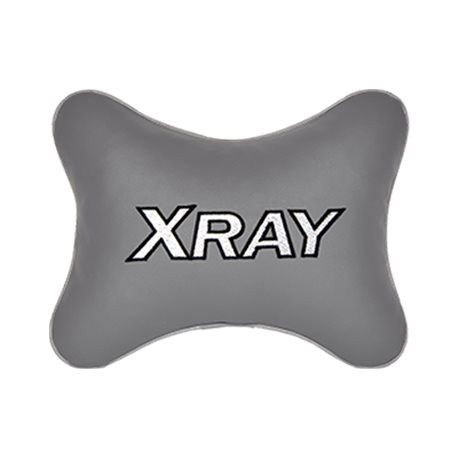 Подушка на подголовник экокожа L.Grey c логотипом автомобиля LADA XRAY