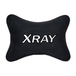 Подушка на подголовник алькантара Black c логотипом автомобиля LADA XRAY