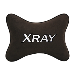 Подушка на подголовник алькантара Coffee c логотипом автомобиля LADA XRAY