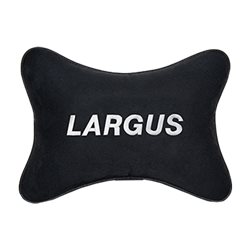 Подушка на подголовник алькантара Black c логотипом автомобиля LADA Largus