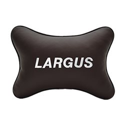 Подушка на подголовник экокожа Coffee c логотипом автомобиля LADA Largus