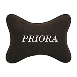Подушка на подголовник алькантара Coffee c логотипом автомобиля LADA Priora