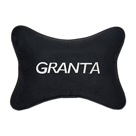 Подушка на подголовник алькантара Black c логотипом автомобиля LADA Granta
