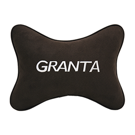 Подушка на подголовник алькантара Coffee c логотипом автомобиля LADA Granta