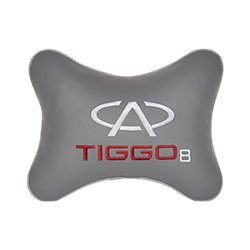 Подушка на подголовник экокожа L.Grey с логотипом автомобиля CHERY Tiggo 8