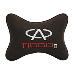 Подушка на подголовник алькантара Coffee с логотипом автомобиля CHERY Tiggo 8
