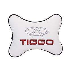 Подушка на подголовник экокожа Milk с логотипом автомобиля CHERY Tiggo